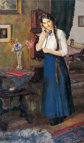 351px-Max_Schler_Junge_Frau_am_Telefon